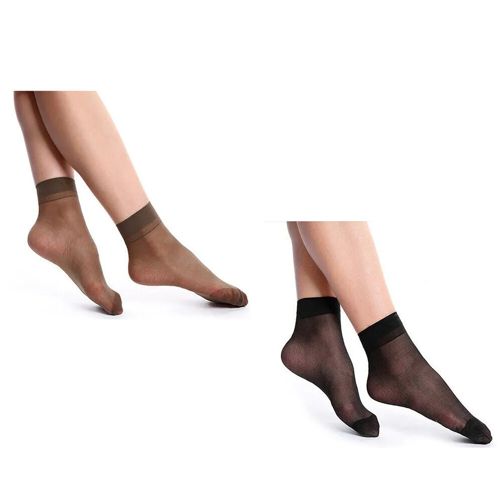 10-20 Pairs Women Nylon Elastic Short Ankle Sheer Stockings Silk Short Socks USA