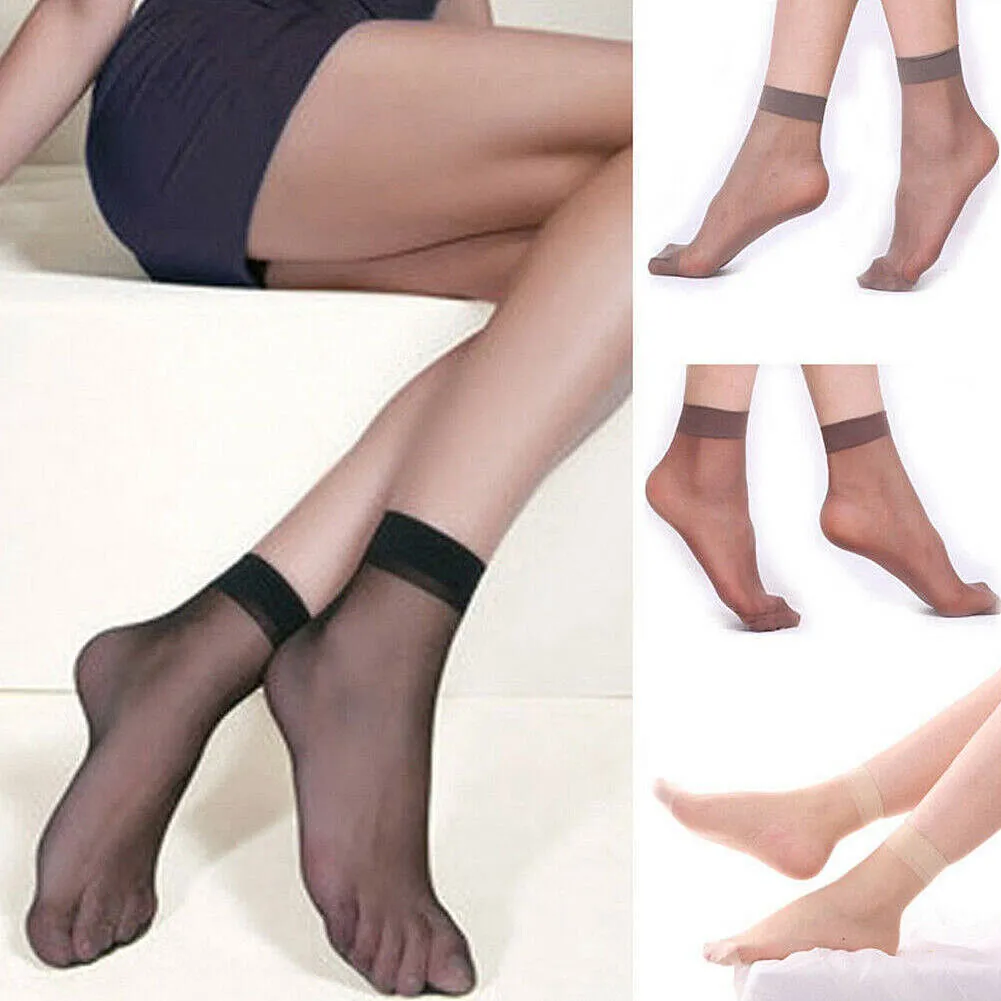 10-20 Pairs Women Nylon Elastic Short Ankle Sheer Stockings Silk Short Socks USA