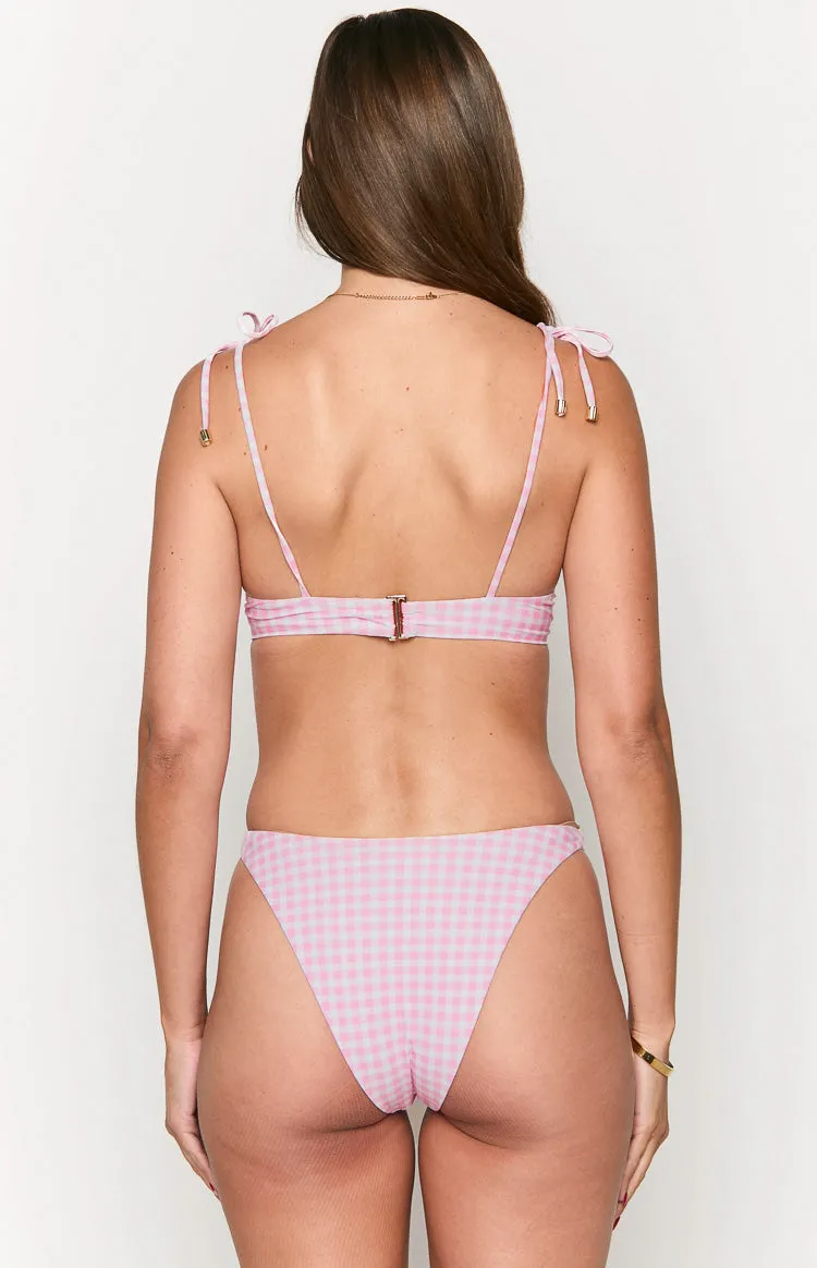 9.0 Swim Bianca Pink Gingham Bikini Top