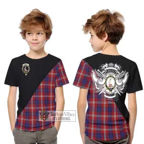 Ainslie Tartan Kid T-Shirt with Family Crest and Military Logo Style