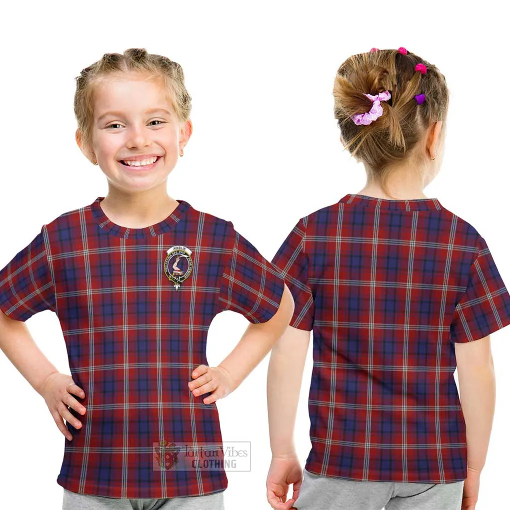 Ainslie Tartan Kid T-Shirt with Family Crest