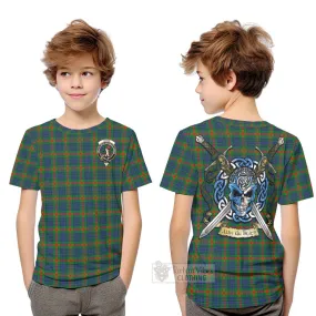 Aiton Tartan Kid T-Shirt with Family Crest Celtic Skull Style