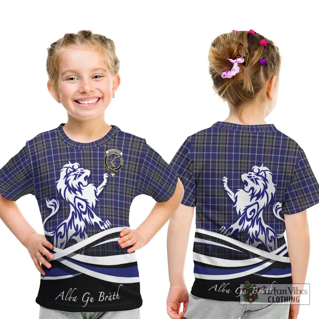 Alexander of Menstry Tartan Kid T-Shirt with Alba Gu Brath Regal Lion Emblem