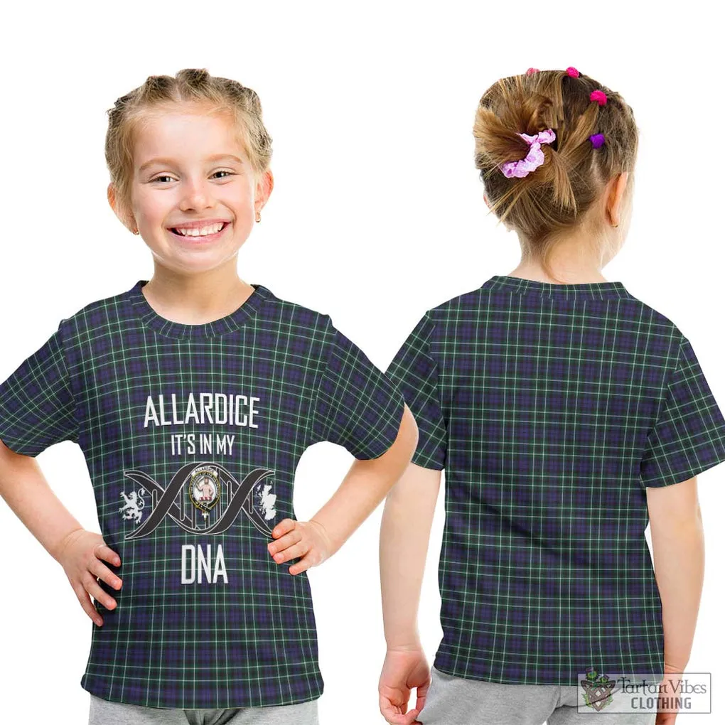 Allardice Tartan Kid T-Shirt with Family Crest DNA In Me Style