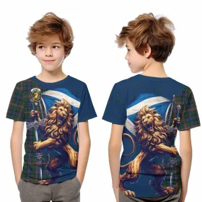 Allison Tartan Family Crest Kid T-Shirt with Scottish Majestic Lion