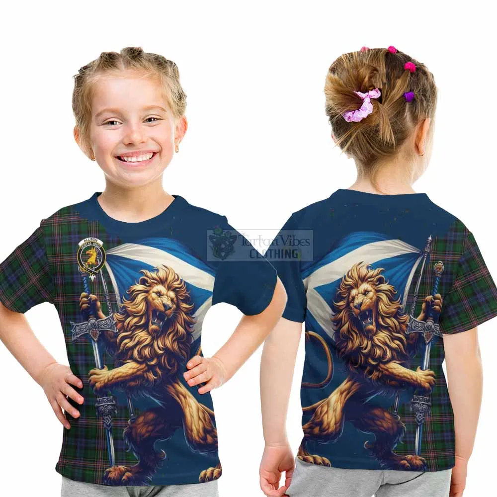 Allison Tartan Family Crest Kid T-Shirt with Scottish Majestic Lion