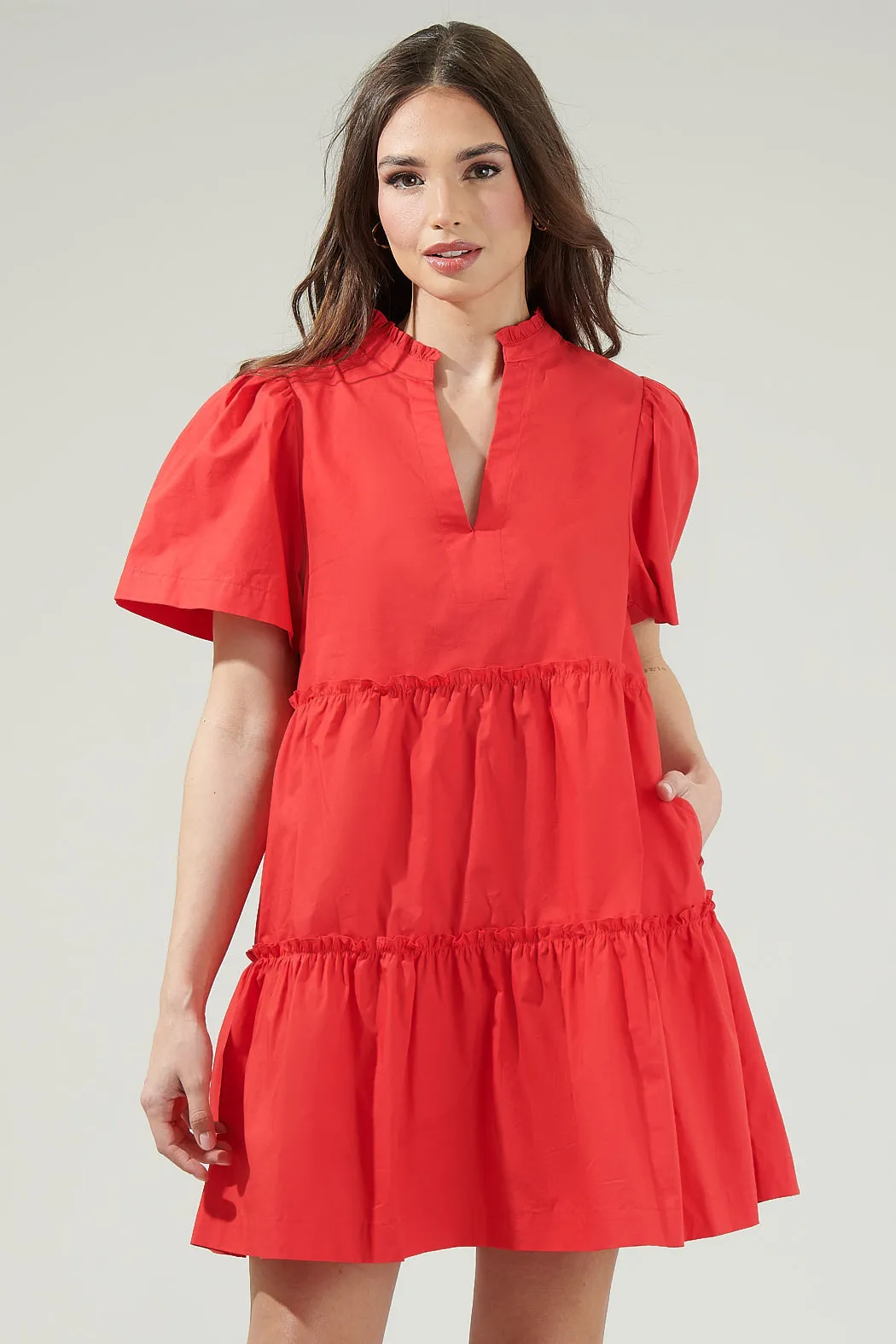 Amelia Tiered Babydoll Short Sleeve Dress