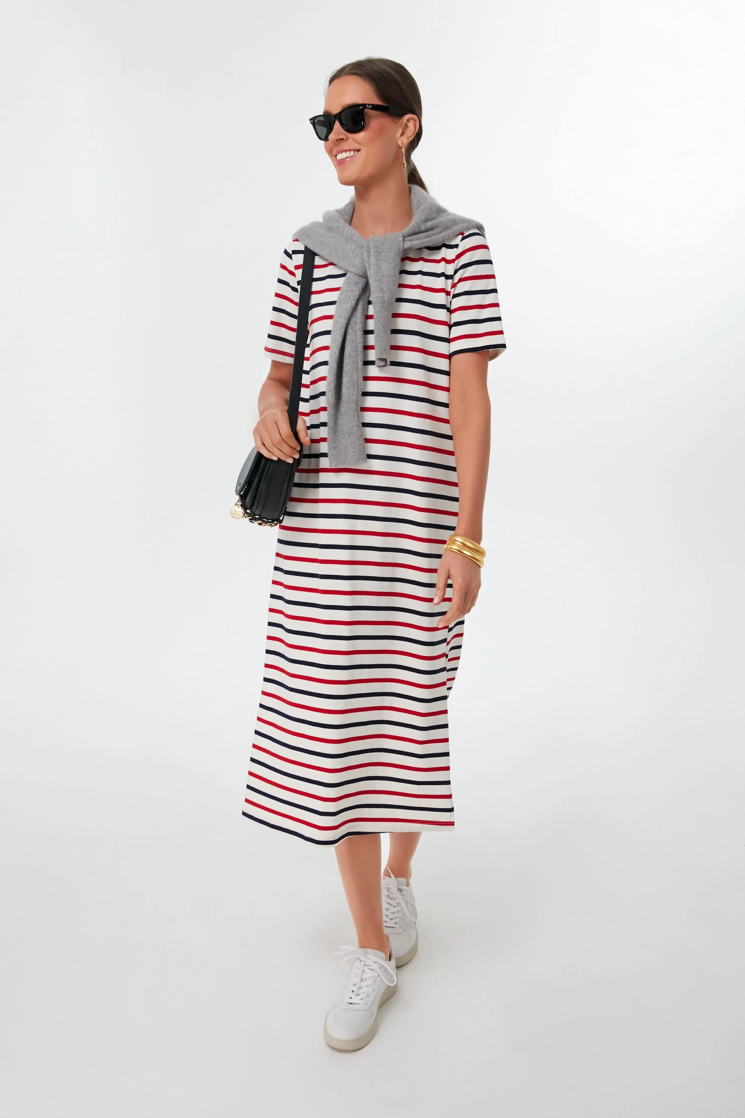 Americana Stripe Short Sleeve Gio Maxi Dress