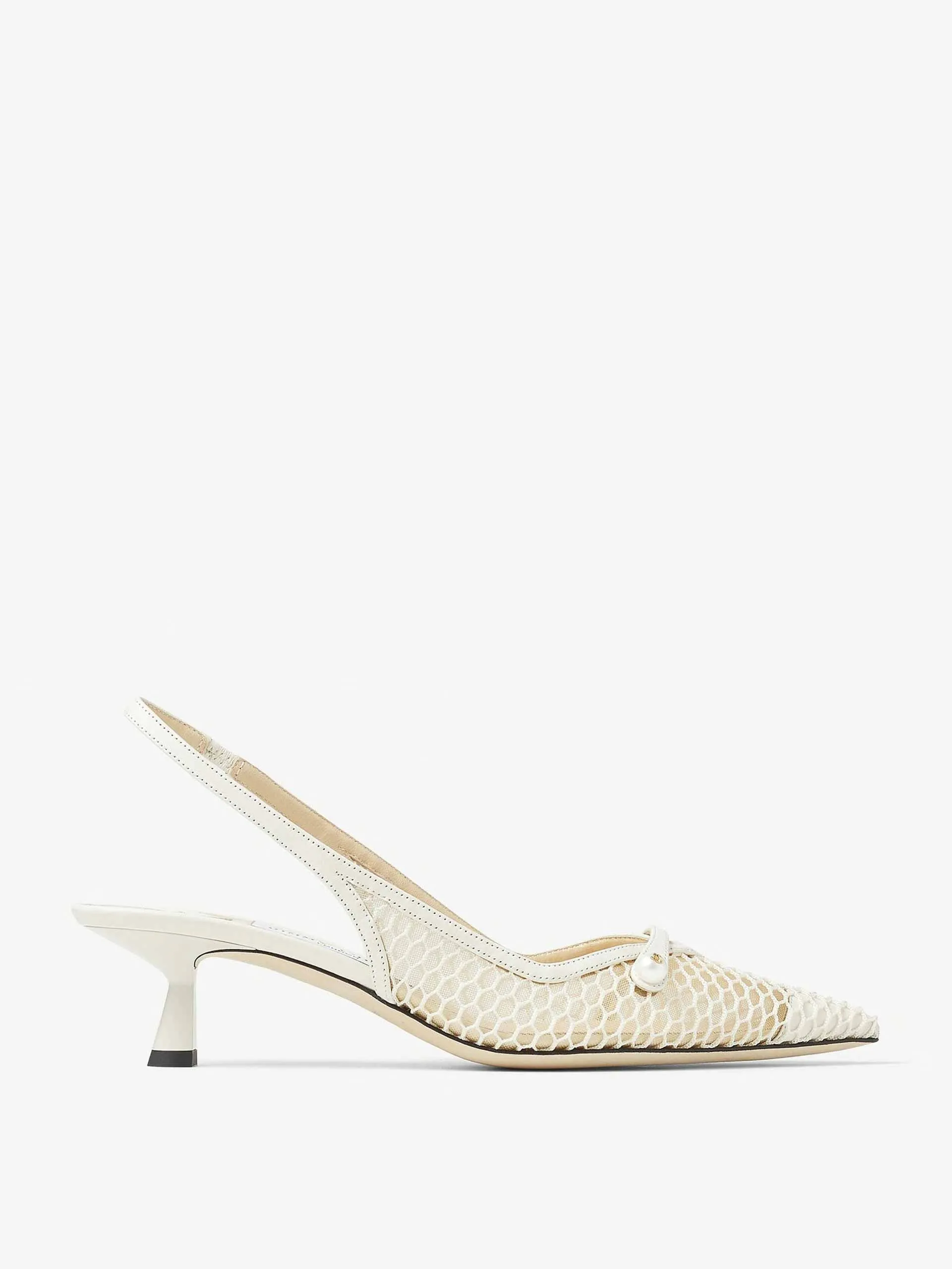 Amita 45 white mesh pumps