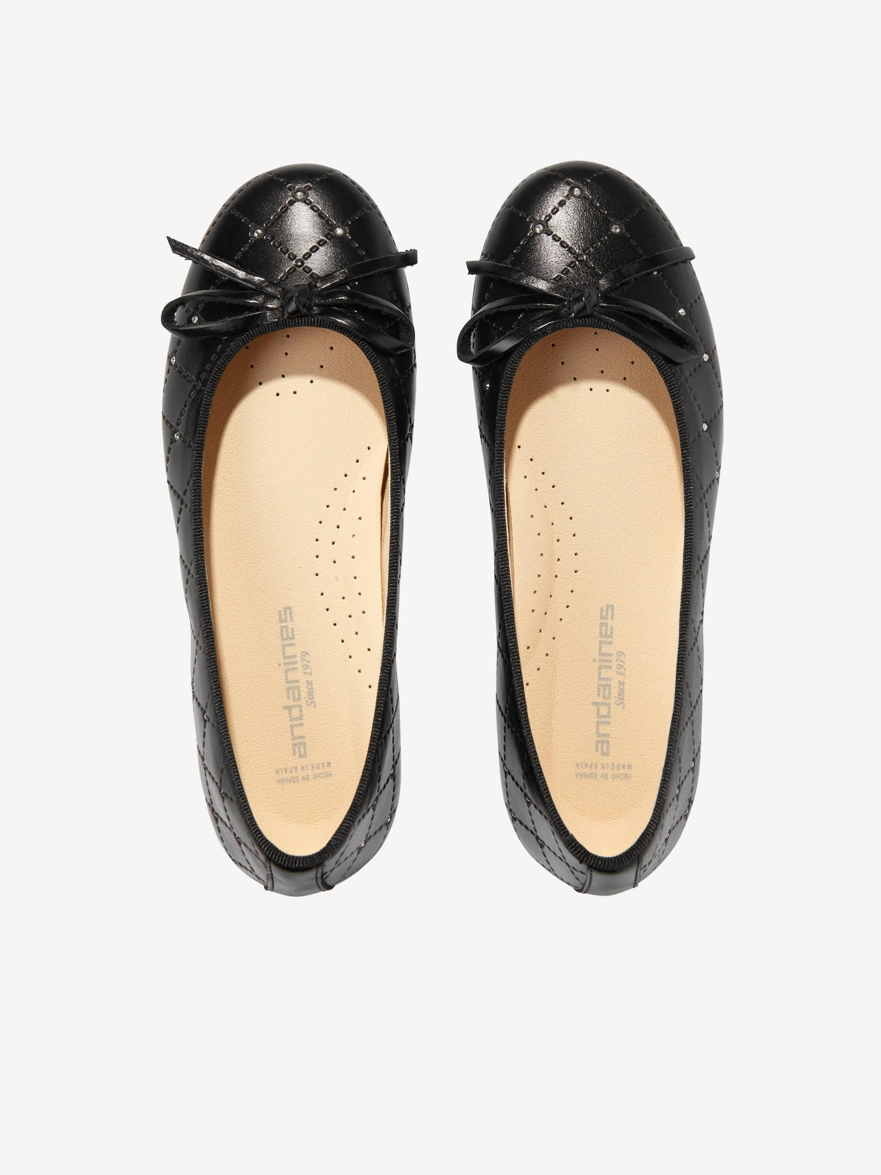 Andanines Girls Leather Ballerinas in Black