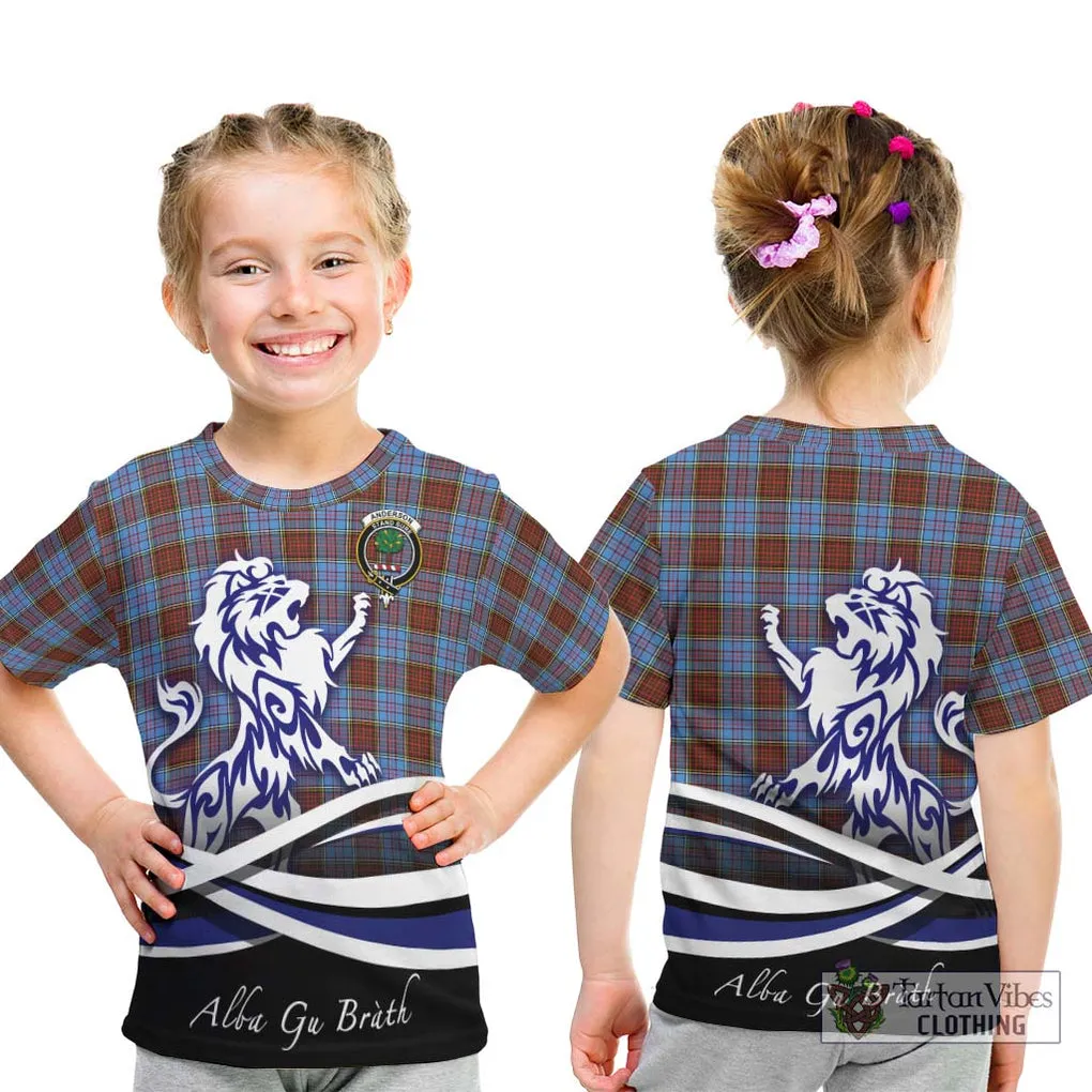 Anderson Modern Tartan Kid T-Shirt with Alba Gu Brath Regal Lion Emblem