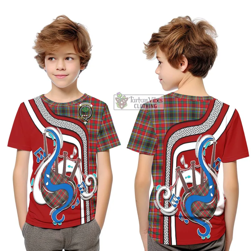 Anderson of Arbrake Tartan Kid T-Shirt with Epic Bagpipe Style