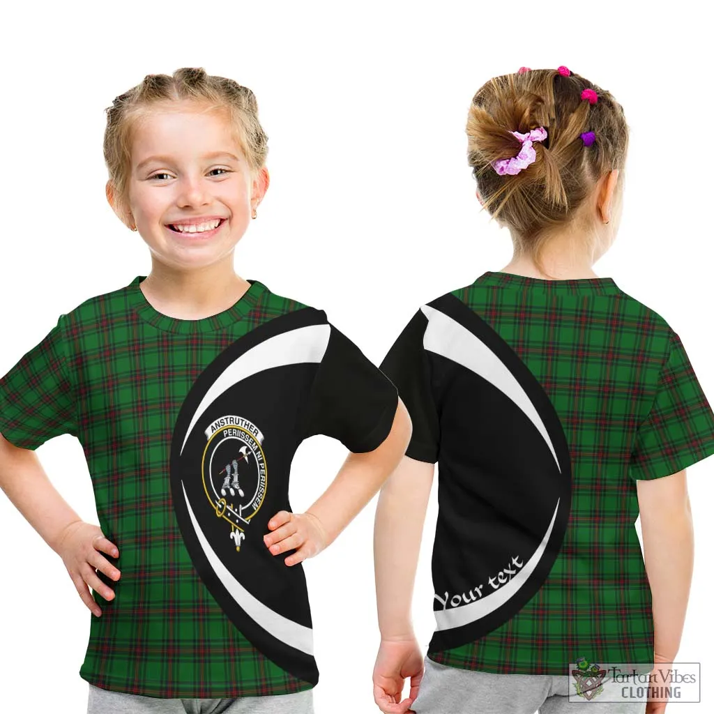 Anstruther Tartan Kid T-Shirt with Family Crest Circle Style