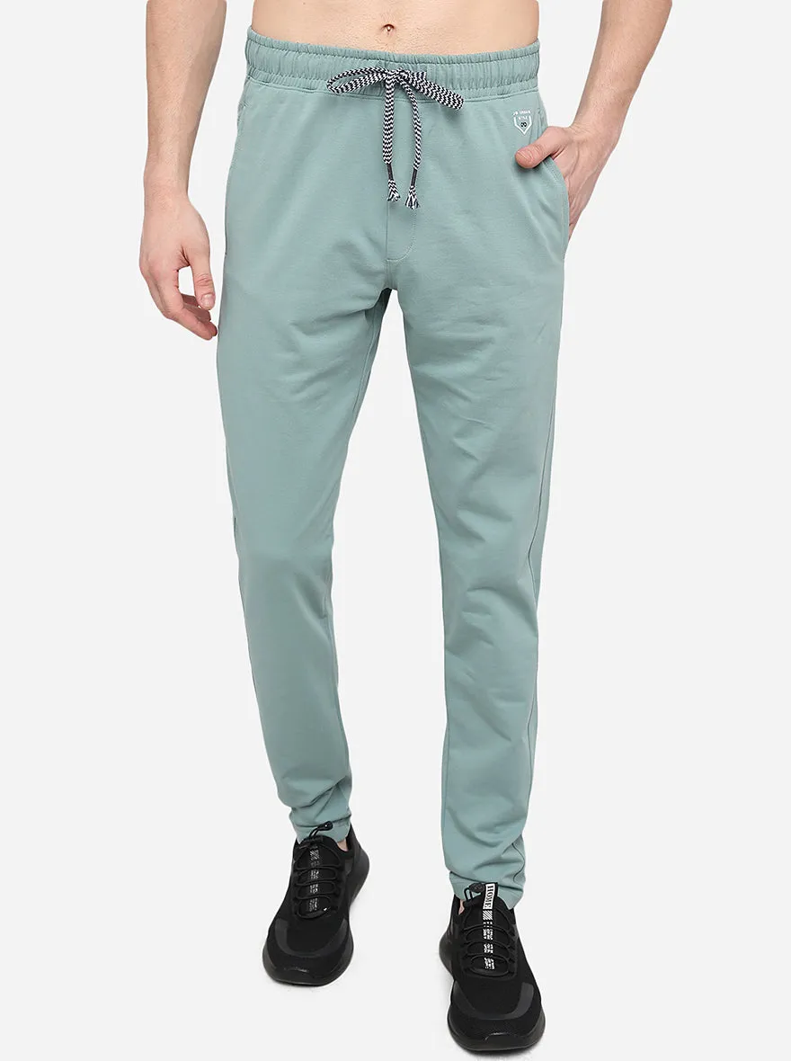 Aquamarine Blue Solid Slim Fit Track Pants | JadeBlue