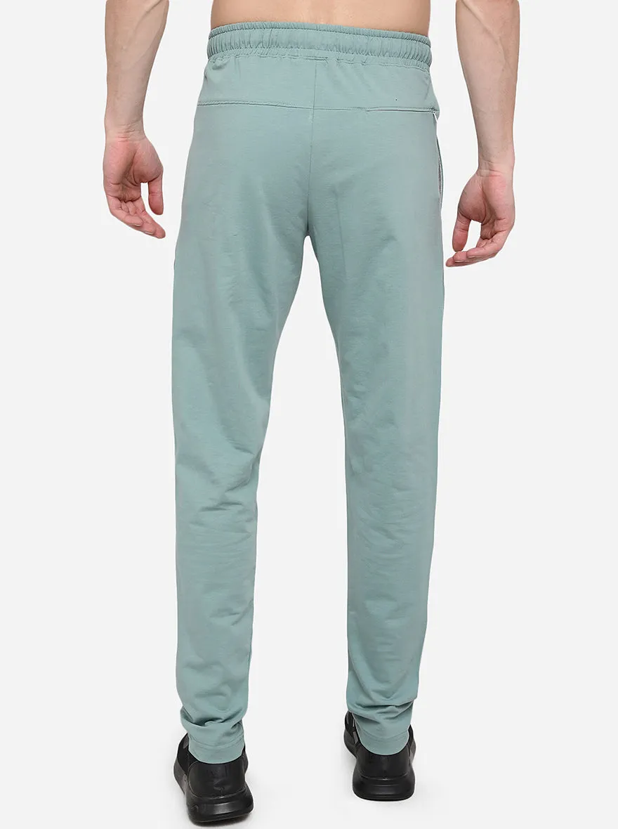 Aquamarine Blue Solid Slim Fit Track Pants | JadeBlue