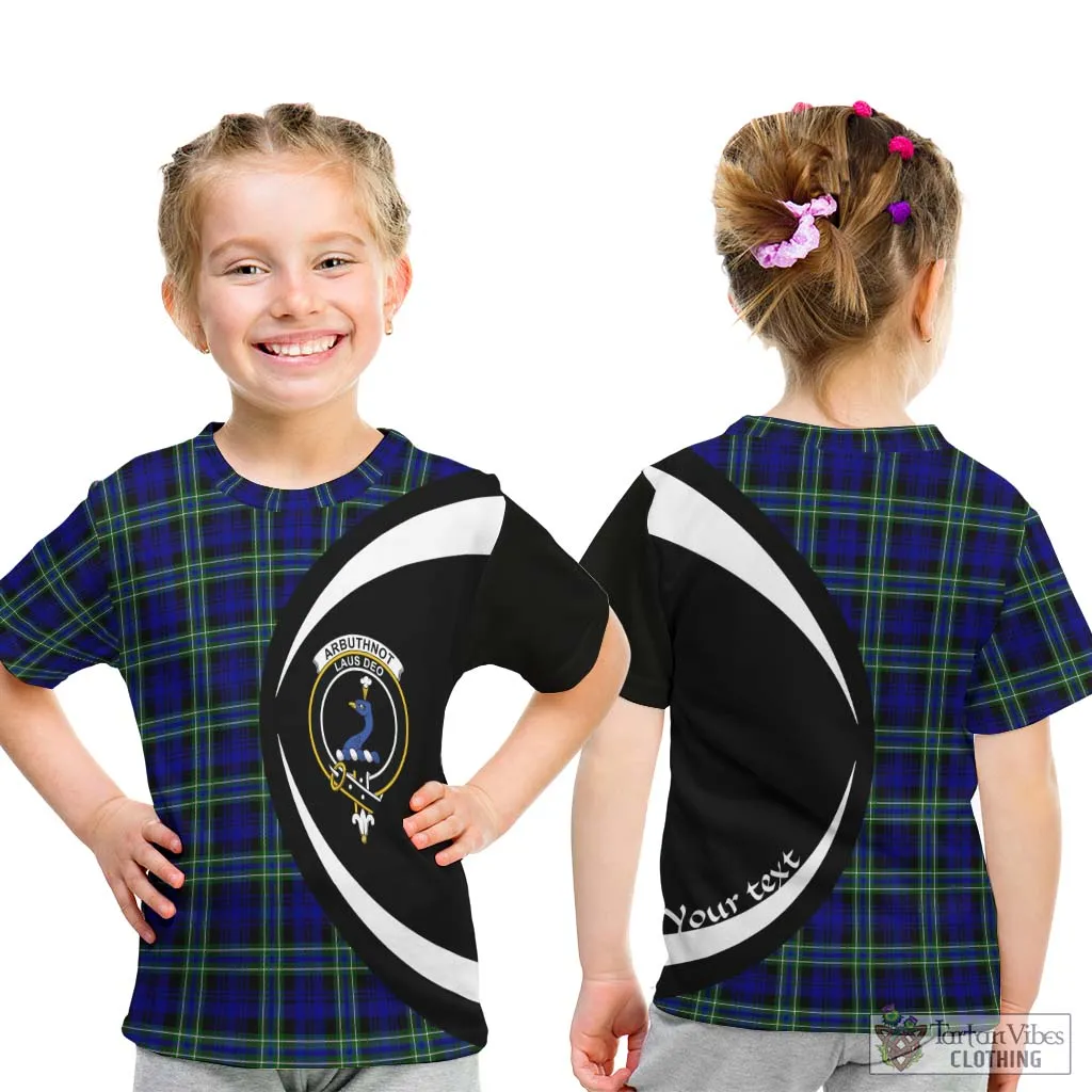 Arbuthnot Modern Tartan Kid T-Shirt with Family Crest Circle Style