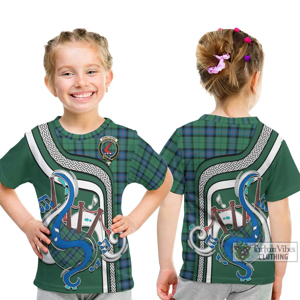 Armstrong Ancient Tartan Kid T-Shirt with Epic Bagpipe Style