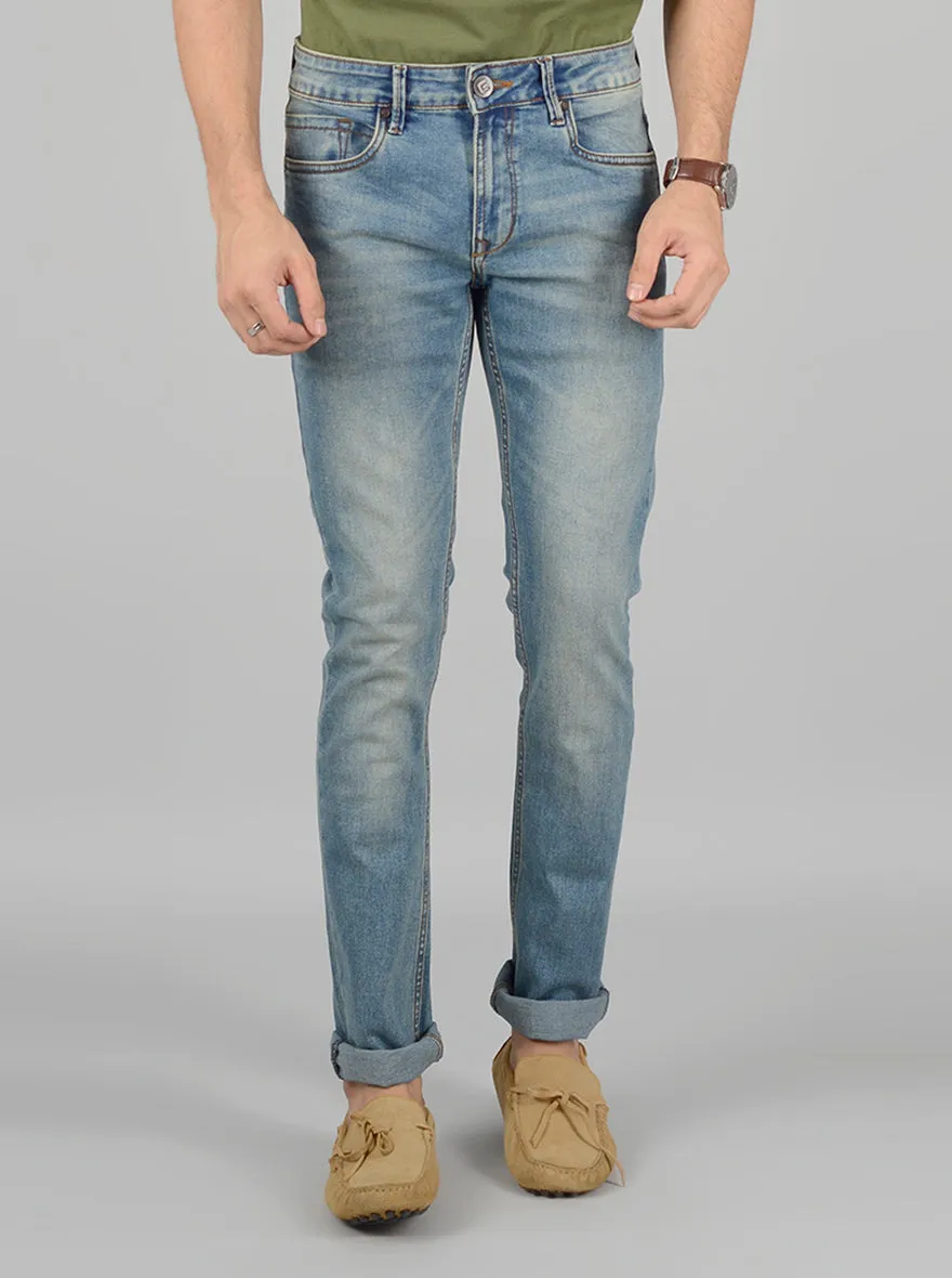 Ash Blue Washed Narrow Fit Jeans | Greenfibre