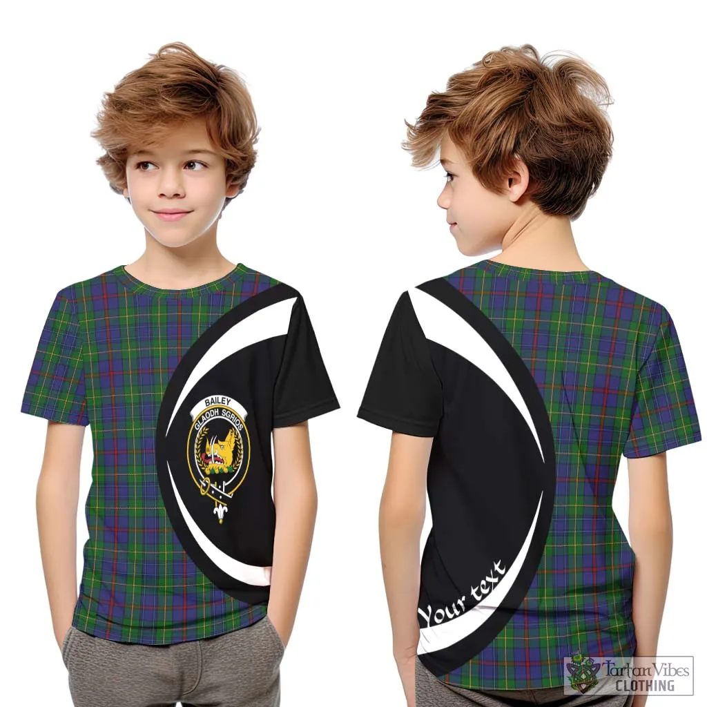 Bailey Tartan Kid T-Shirt with Family Crest Circle Style