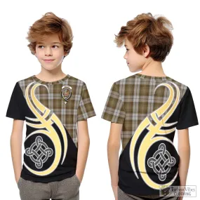 Baillie Dress Tartan Kid T-Shirt with Family Crest and Celtic Symbol Style