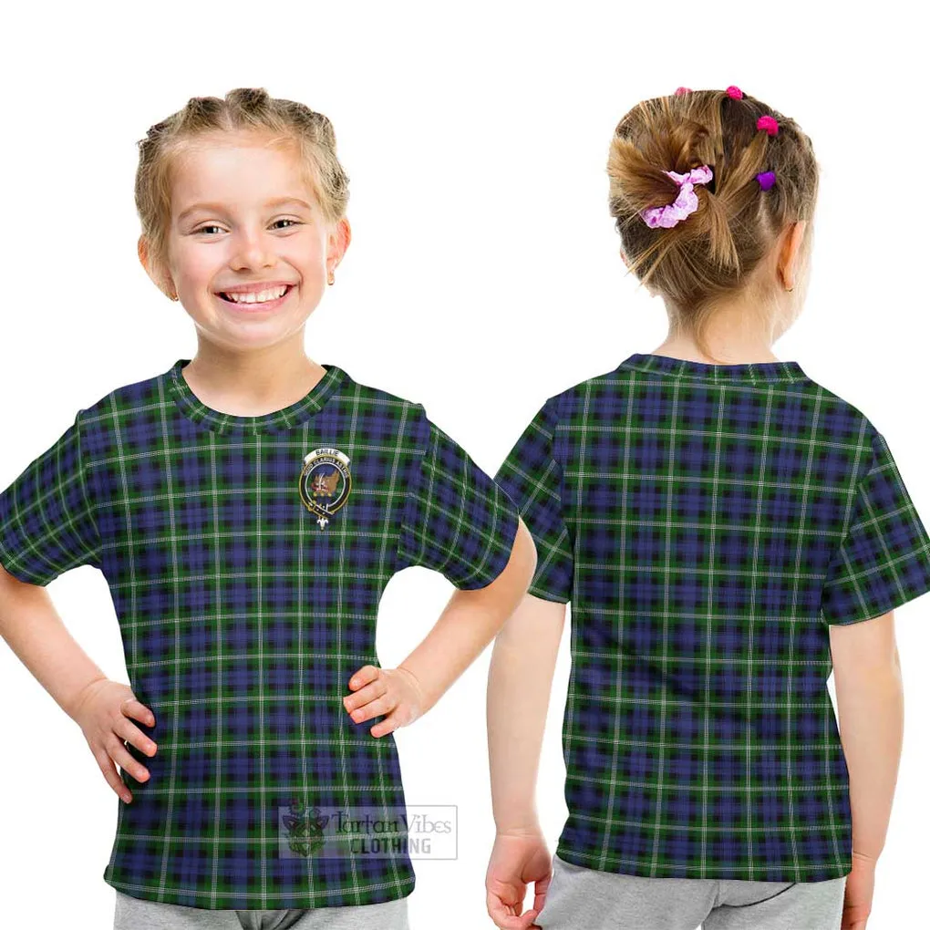 Baillie of Polkemmet Tartan Kid T-Shirt with Family Crest