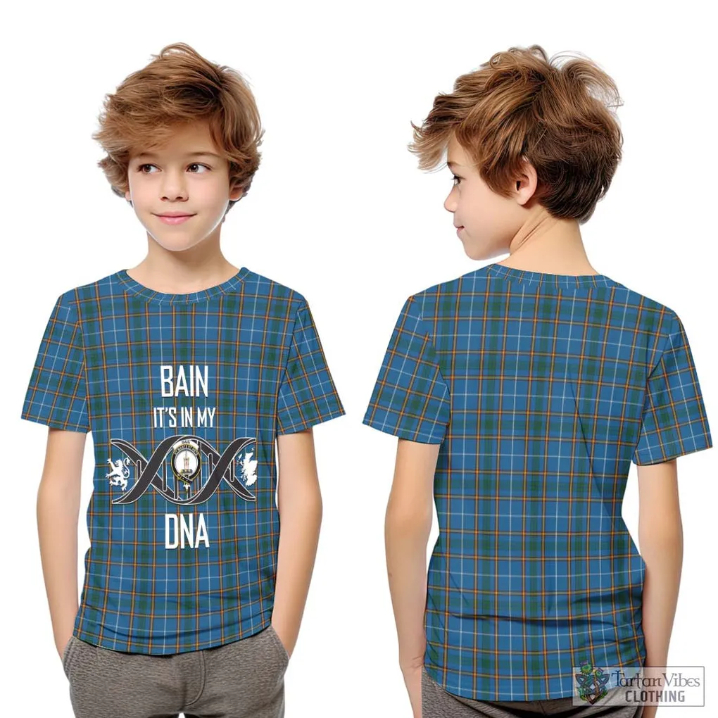 Bain Tartan Kid T-Shirt with Family Crest DNA In Me Style