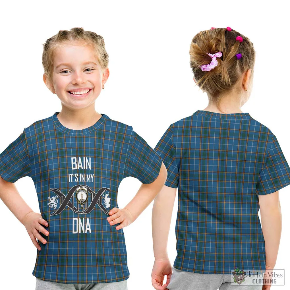 Bain Tartan Kid T-Shirt with Family Crest DNA In Me Style