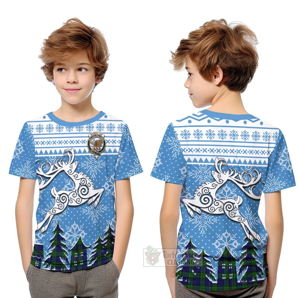 Bannatyne Clan Christmas Kid T-Shirt Celtic Reindeer Style