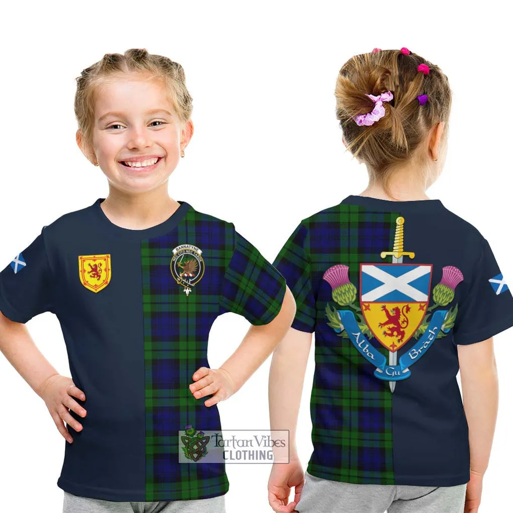 Bannatyne Tartan Kid T-Shirt Alba with Scottish Lion Royal Arm Half Style