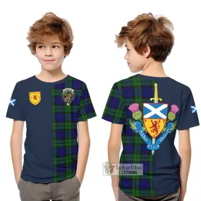 Bannatyne Tartan Kid T-Shirt Alba with Scottish Lion Royal Arm Half Style