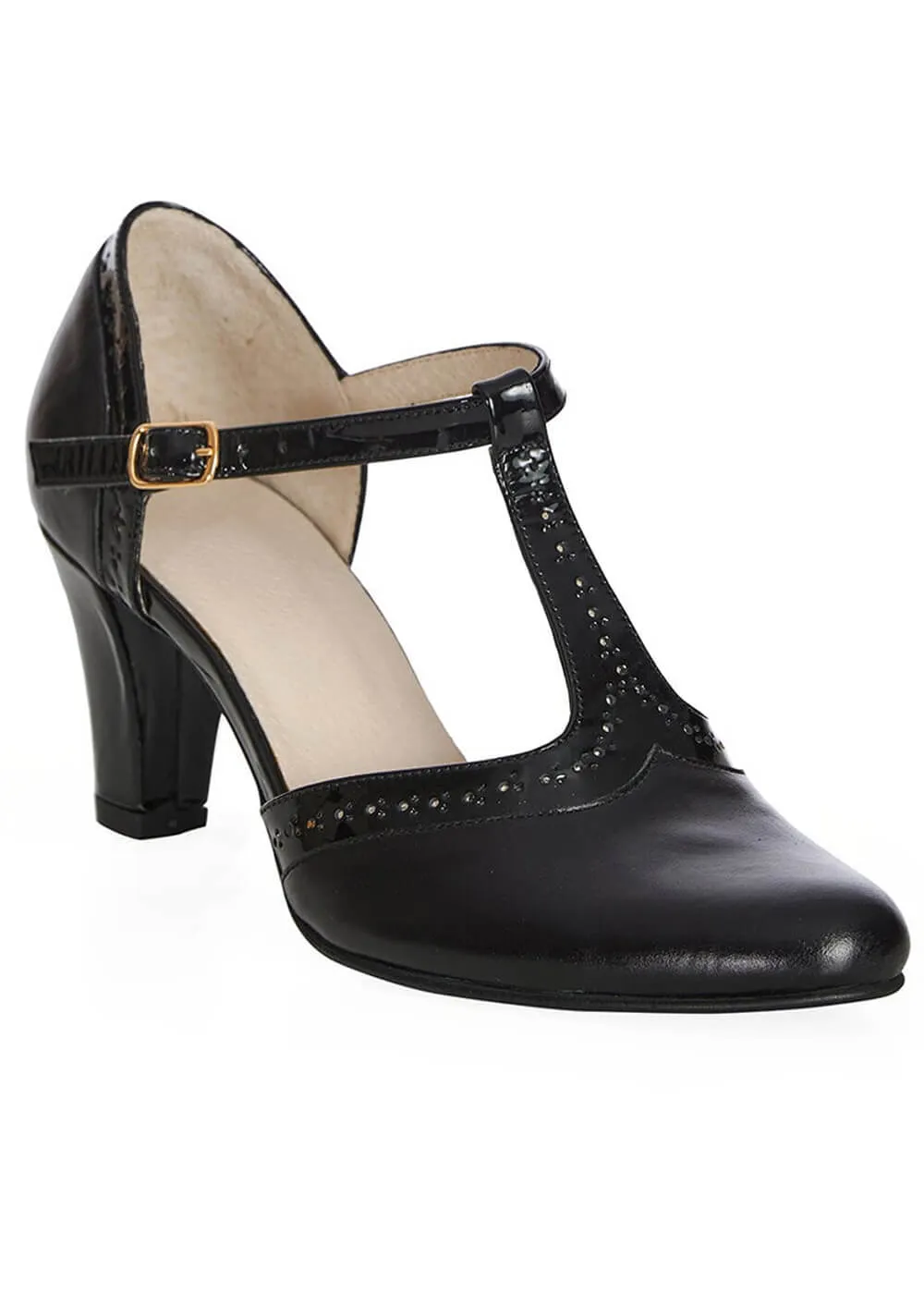 Banned Galore Leather 50's Pumps Black