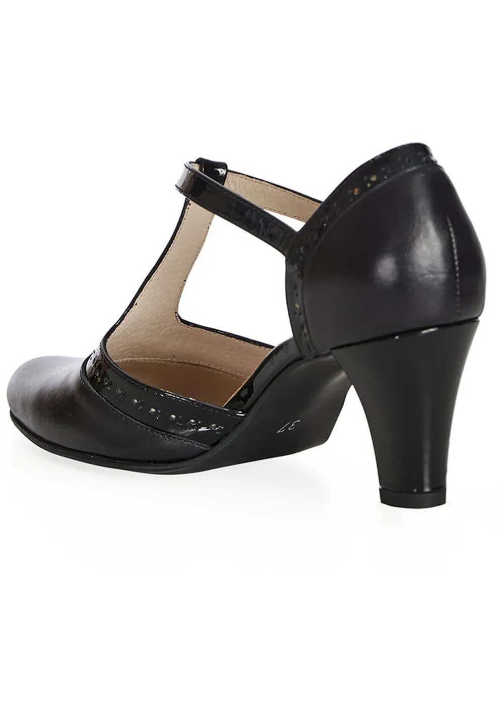 Banned Galore Leather 50's Pumps Black