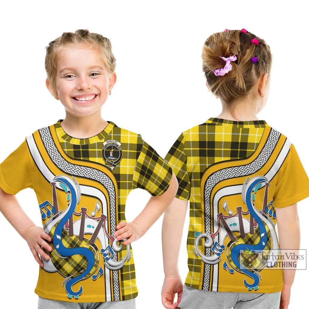 Barclay Dress Modern Tartan Kid T-Shirt with Epic Bagpipe Style