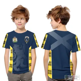 Barclay Dress Modern Tartan Kid T-Shirt with Family Crest and Lion Rampant Vibes Sport Style