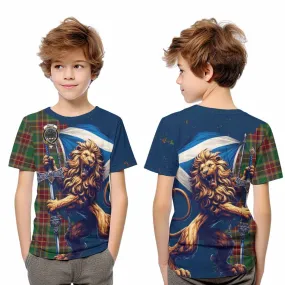 Baxter Tartan Family Crest Kid T-Shirt with Scottish Majestic Lion