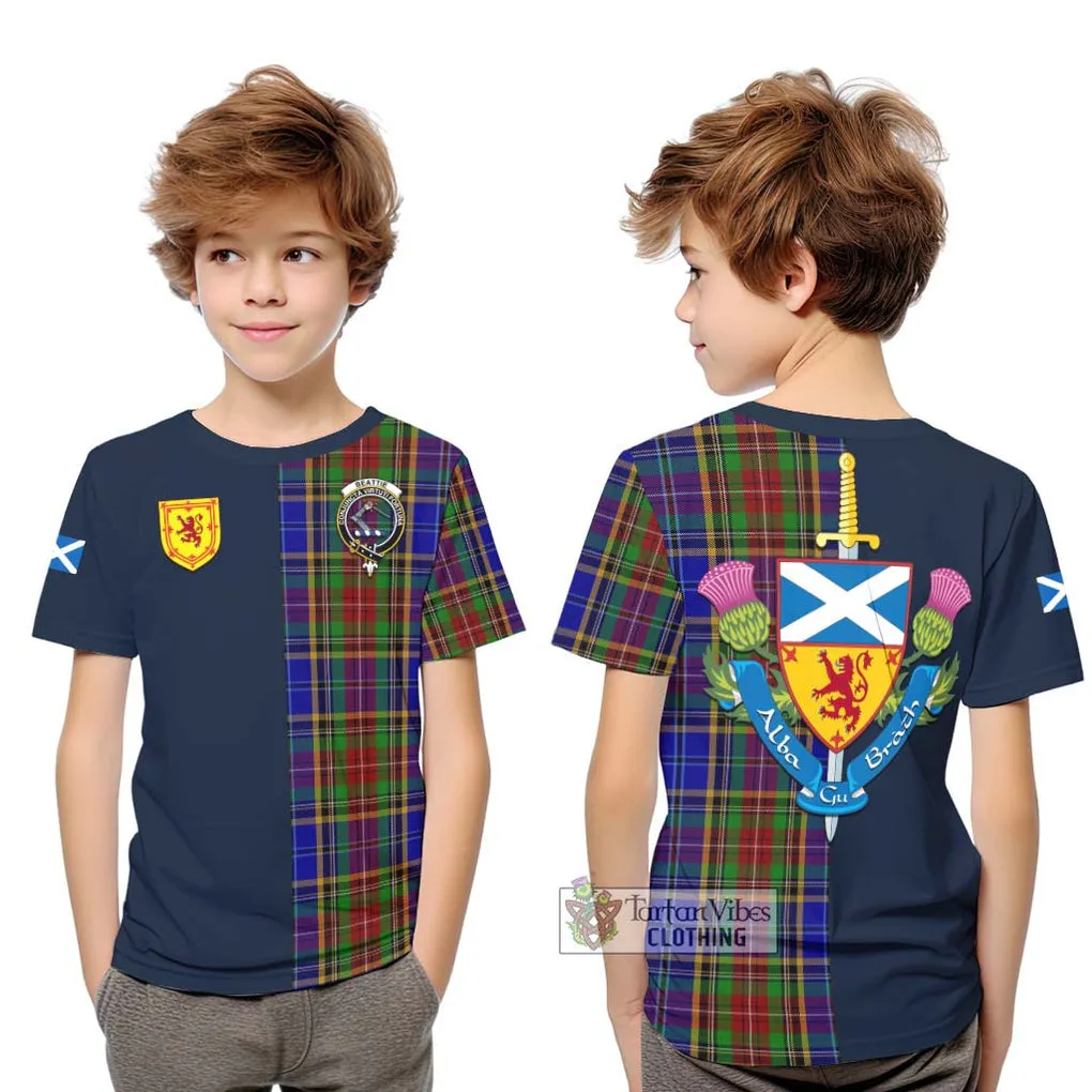 Beattie Tartan Kid T-Shirt Alba with Scottish Lion Royal Arm Half Style