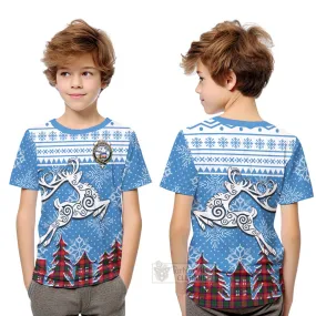 Belshes (Belsches) Clan Christmas Kid T-Shirt Celtic Reindeer Style