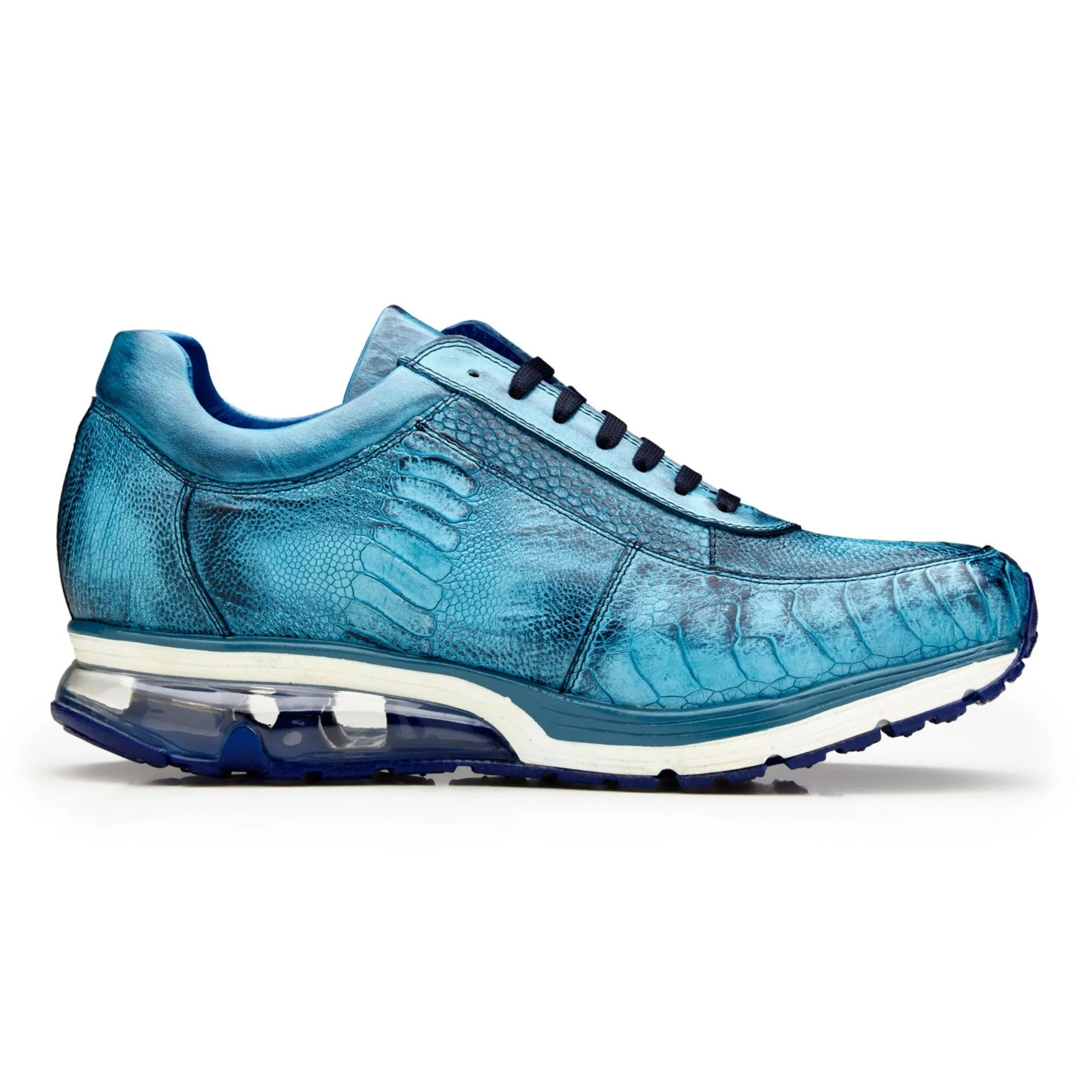 Belvedere Todd in Antique Ocean Blue Genuine Ostrich Sneakers