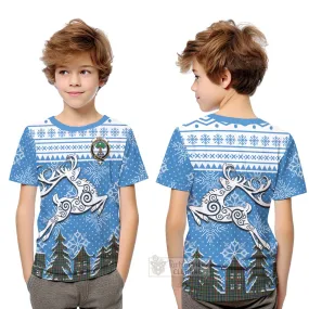 Bisset Clan Christmas Kid T-Shirt Celtic Reindeer Style