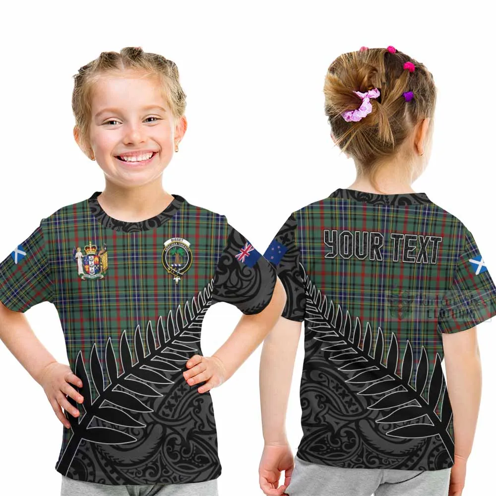 Bisset Crest Tartan Kid T-Shirt with New Zealand Silver Fern Half Style