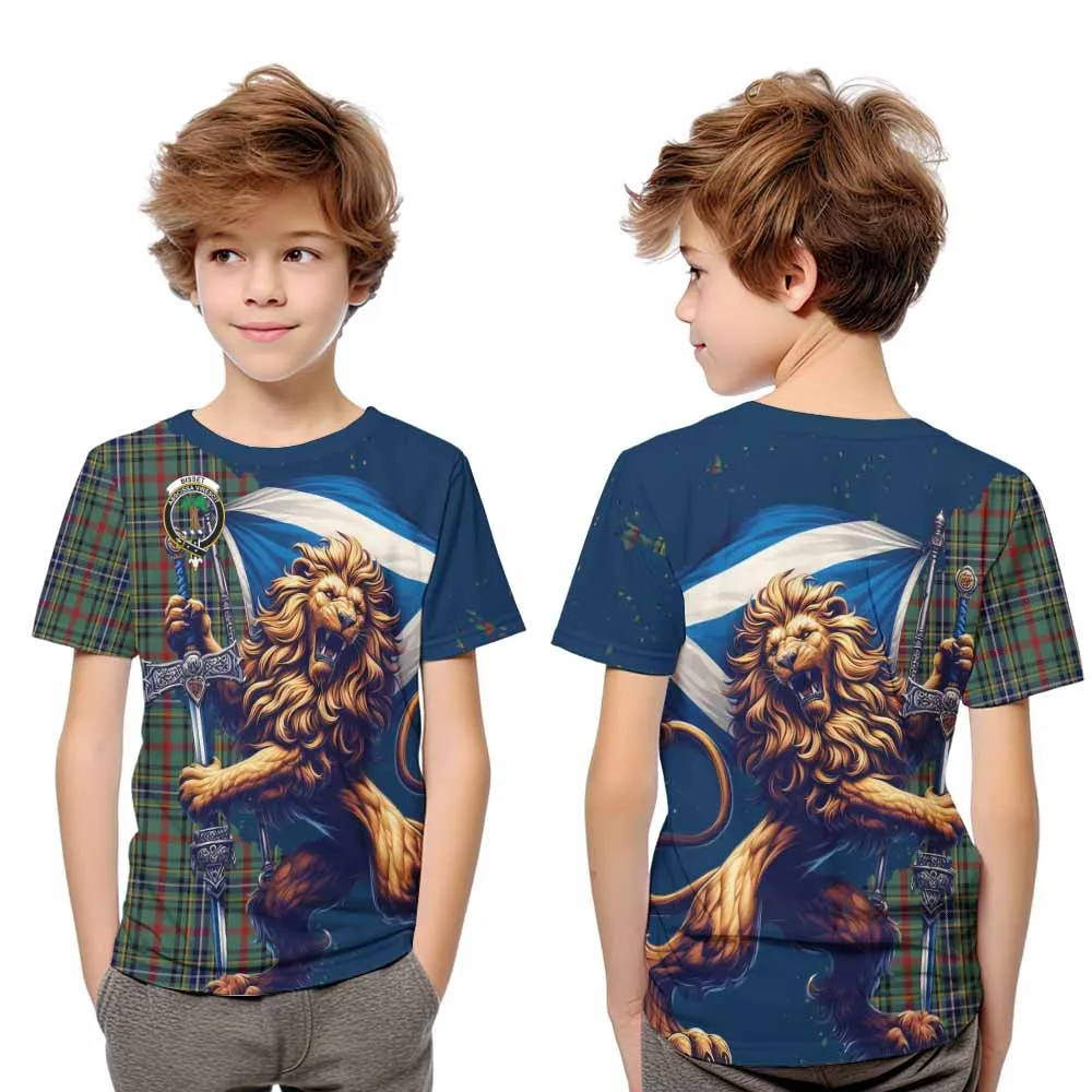 Bisset Tartan Family Crest Kid T-Shirt with Scottish Majestic Lion