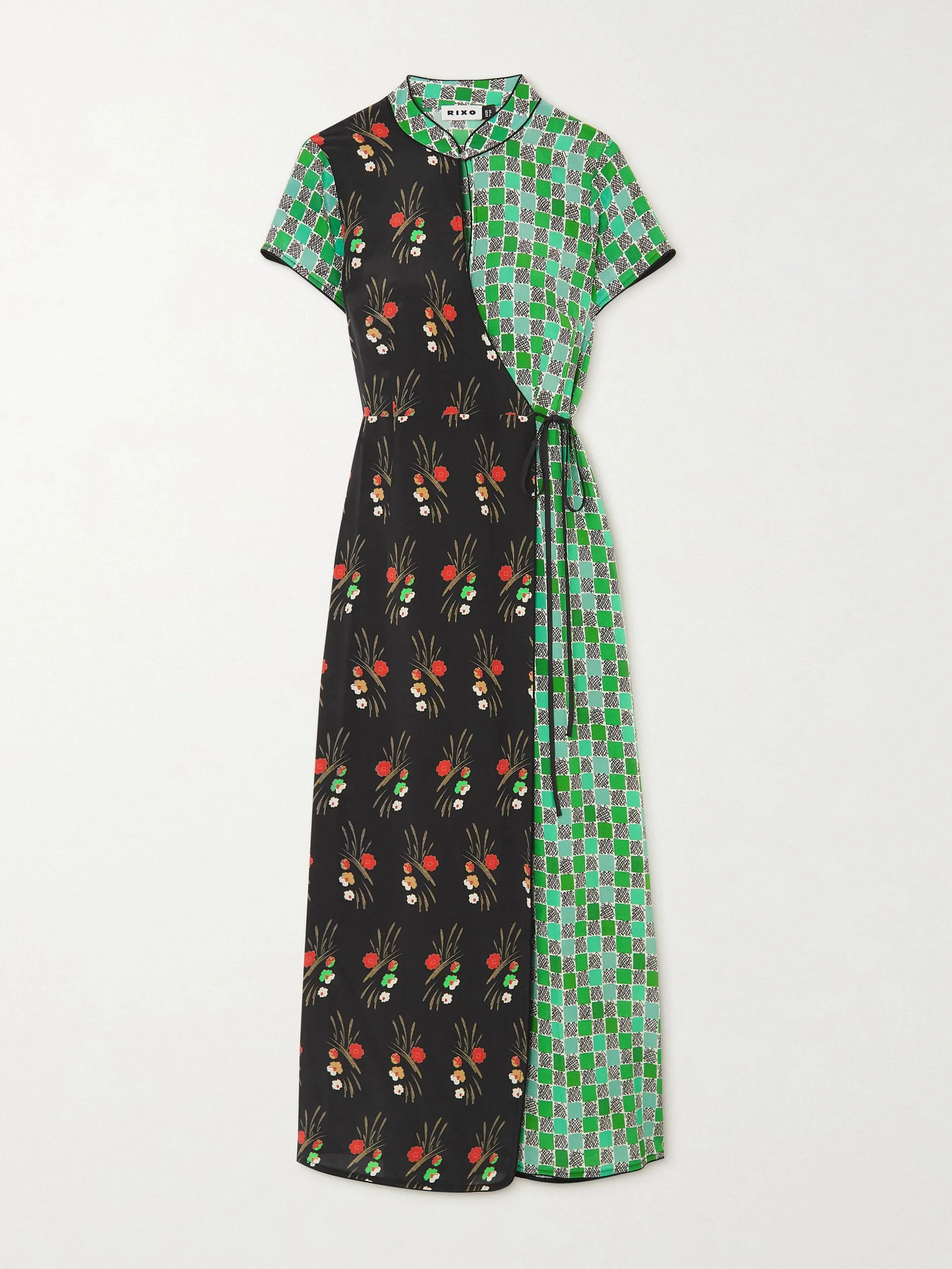 Black and green patchwork dress