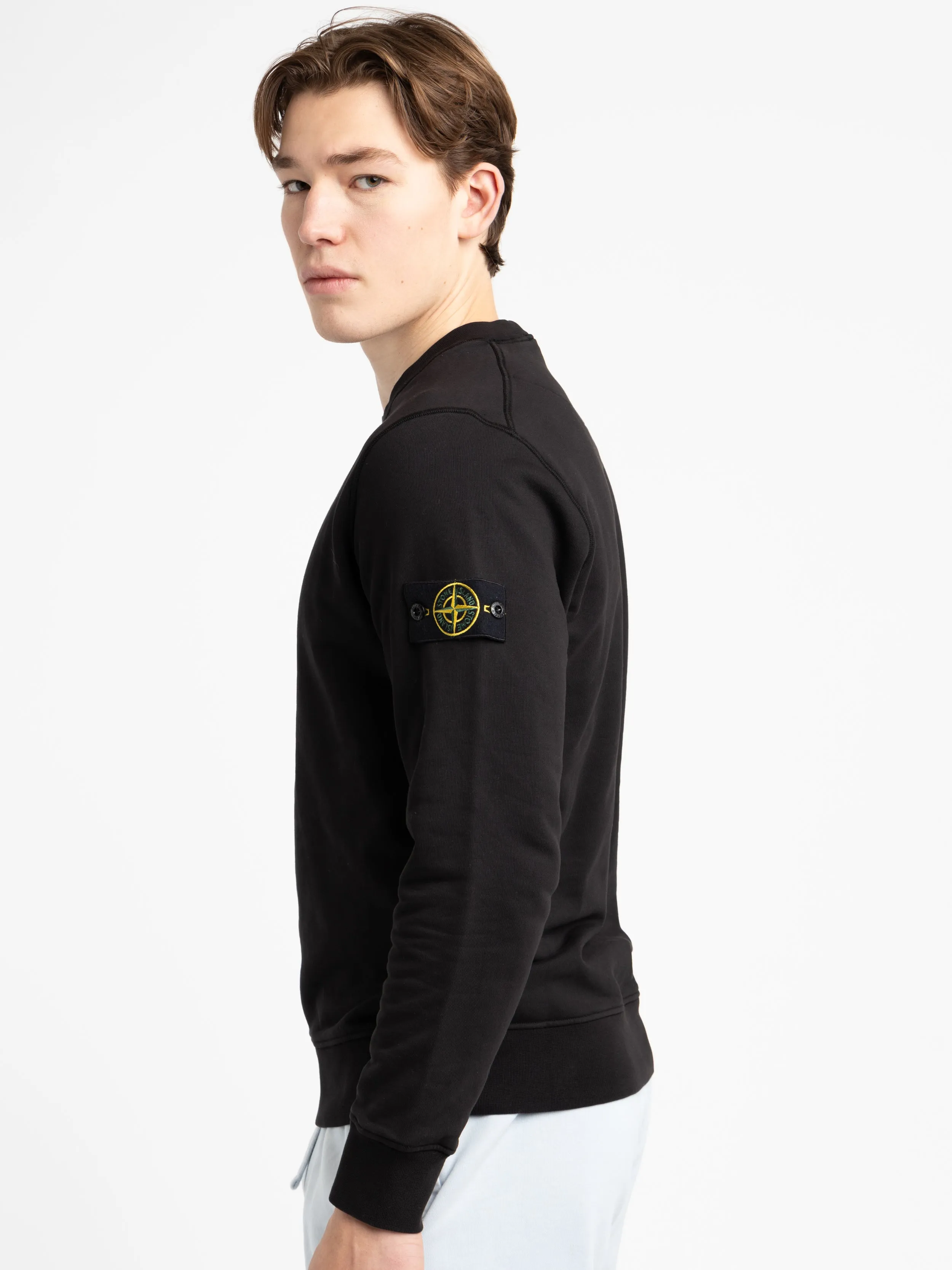 Black Cotton Crewneck Sweatshirt