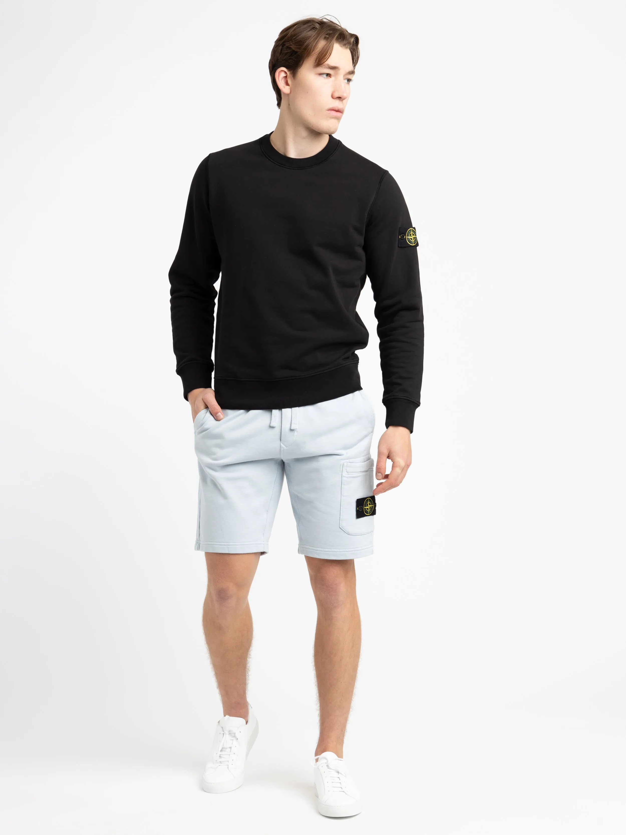 Black Cotton Crewneck Sweatshirt