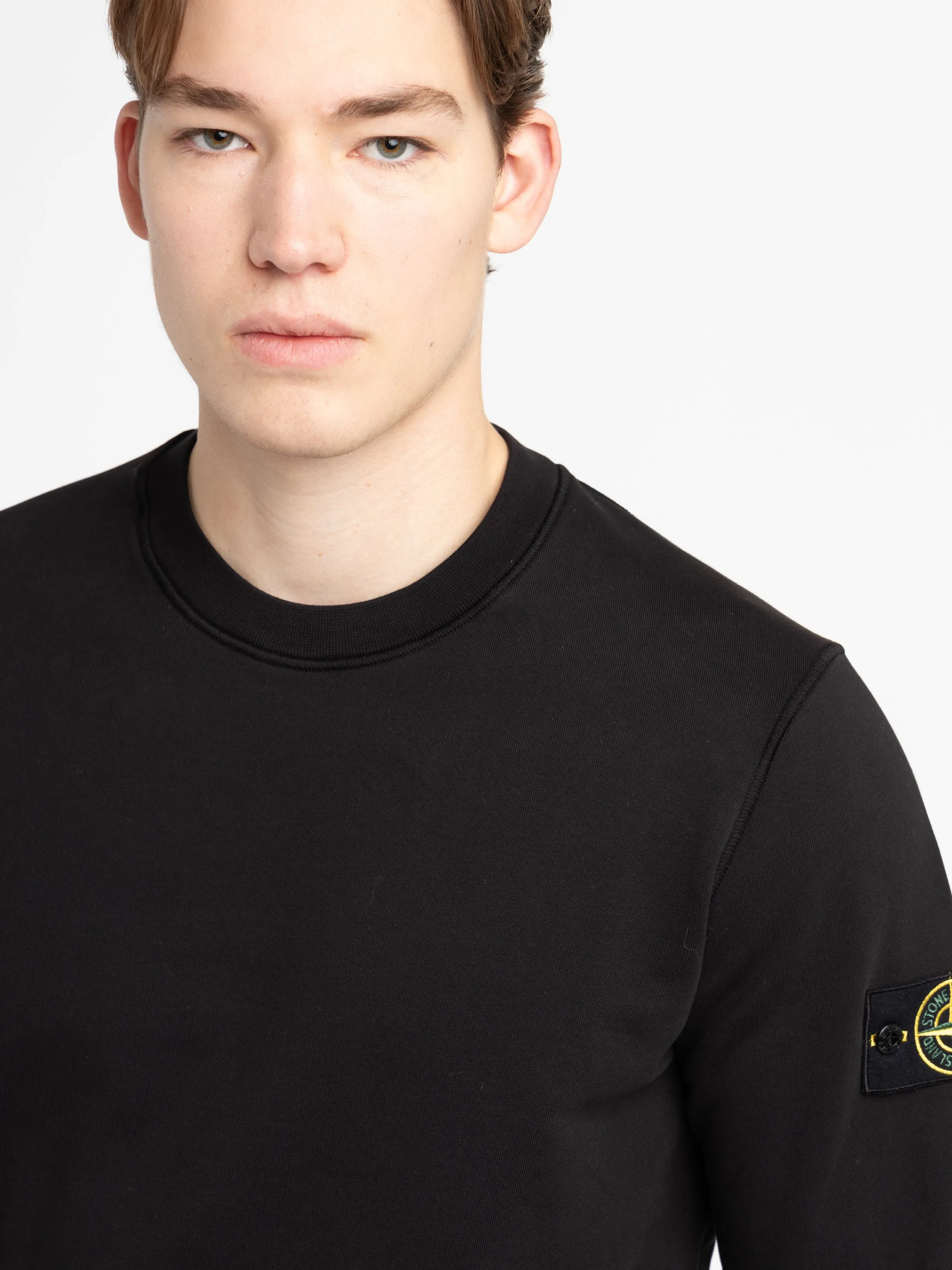 Black Cotton Crewneck Sweatshirt