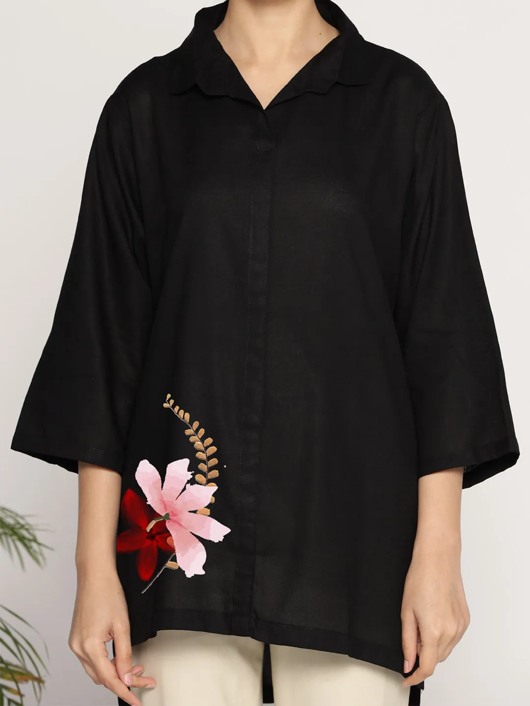 Black Rayon ShirtTop - Fleurant