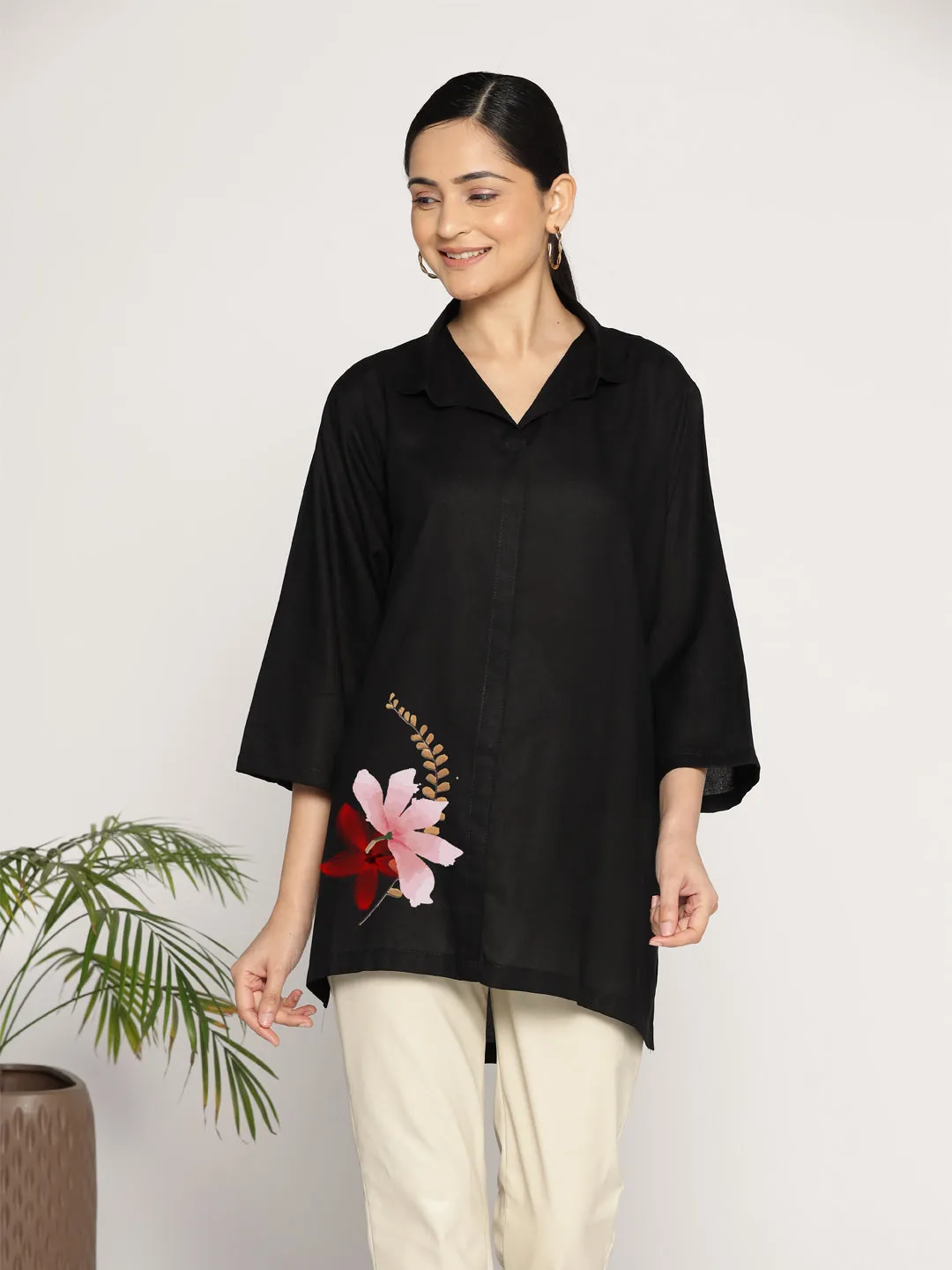 Black Rayon ShirtTop - Fleurant