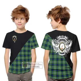 Blackadder Tartan Kid T-Shirt with Family Crest and Military Logo Style