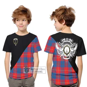 Blane Tartan Kid T-Shirt with Family Crest and Military Logo Style