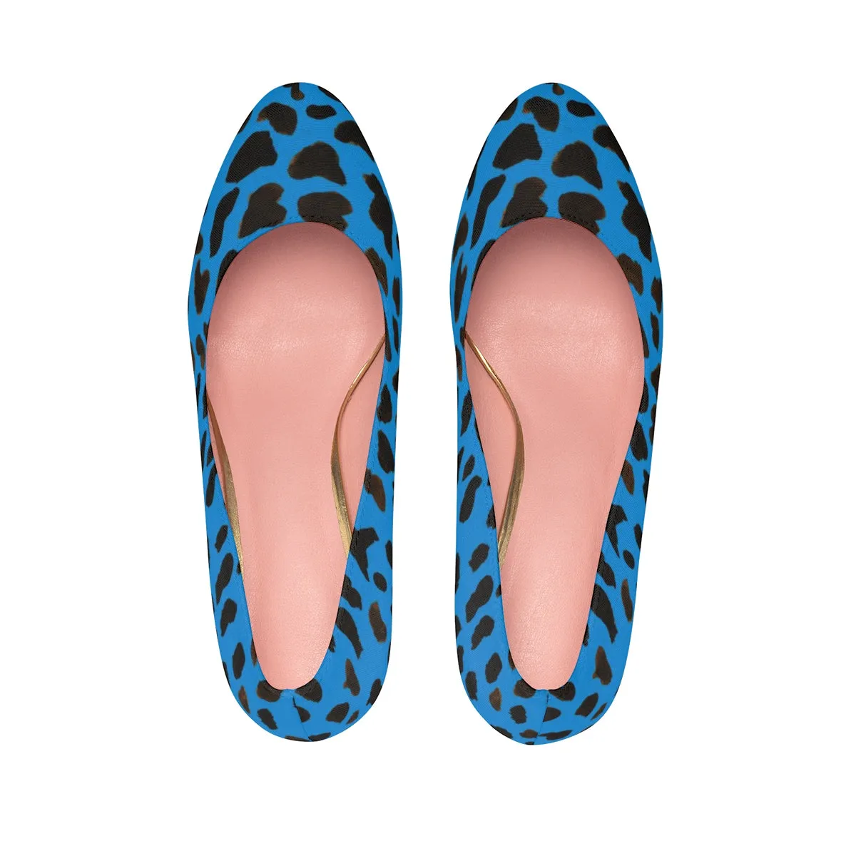 Blue Cow Print Heels, Brown Designer Animal Print Women's Platform Heels Pumps Stilettos